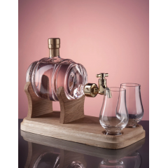 Gin Barrel and 2 Glasses with Tap Decanter - 350ml (Stylish Whisky) 40%