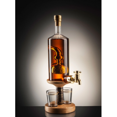 Barley Tap and Two Glasses Whisky Decanter - 350ml (Stylish Whisky) 40%