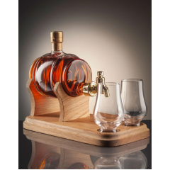 Barrel and 2 Glasses with Tap Whisky Decanter - 350ml (Stylish Whisky) 40%