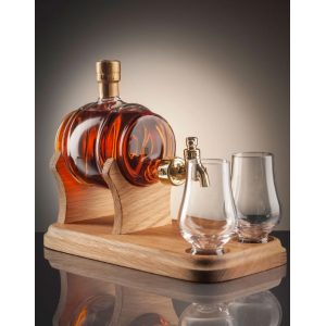 Barrel and 2 Glasses with Tap Whisky Decanter - 350ml (Stylish Whisky) 40%