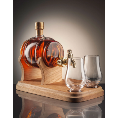 Barrel and 2 Glasses with Tap Whisky Decanter - 350ml (Stylish Whisky) 40%