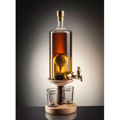 Golf Ball on Tee with Tap and 2 Glasses Whisky Decanter - 350ml (Stylish Whisky) - 40%